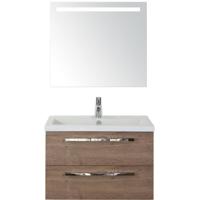 Seville Badmeubelset 80 cm - Tabacco - Keramische Wastafel Wit Djazz met Sence Spiegel