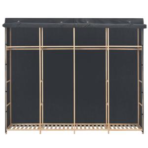 The Living Store Kledingkast functioneel grijs 200x40x170 cm stof en massief vurenhouten frame