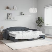 Slaapbank met onderschuifbed 90x190 cm fluweel donkergrijs