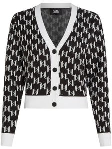 Karl Lagerfeld cardigan crop à motif monogrammé - Noir