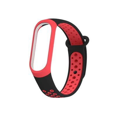 Kleurrijke siliconen polsband horlogeband voor Xiaomi mi band 3 & 4 (zwart rood)