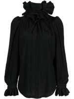 Prune Goldschmidt blouse volantée à col montant - Noir