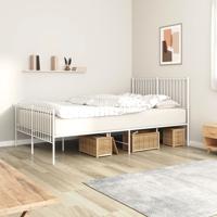 Bedframe met hoofd- en voeteneinde metaal wit 140x190 cm