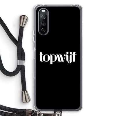 Topwijf Zwart: Sony Sony Xperia 10 III Transparant Hoesje met koord