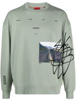 HUGO photograph-print cotton sweatshirt - Vert - thumbnail