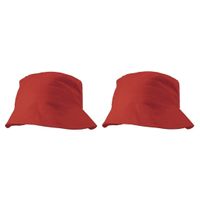 2x stuks vissershoedje/zonnehoedjes rood voor volwassenen