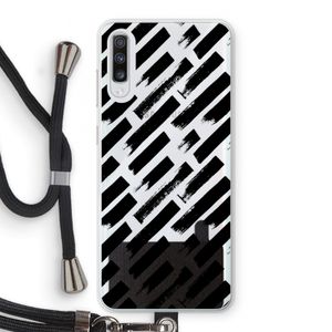 Zwarte vegen: Samsung Galaxy A70 Transparant Hoesje met koord