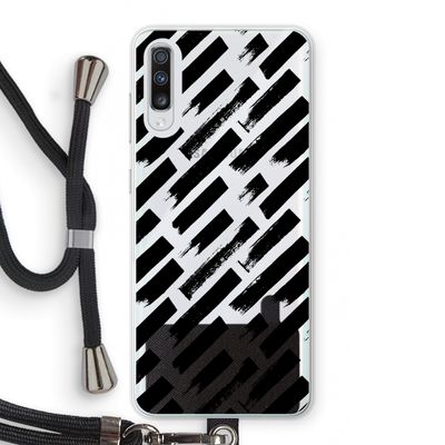 Zwarte vegen: Samsung Galaxy A70 Transparant Hoesje met koord