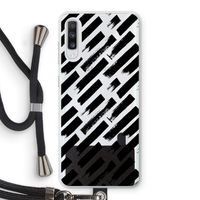 Zwarte vegen: Samsung Galaxy A70 Transparant Hoesje met koord Zwarte vegen: Samsung Galaxy A70 Transparant Hoesje met koord