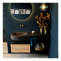 Mondiaz Riva 120cm badmeubel onderkast planchet kleur washed oak met 1 lade wastafel links kleur urban - thumbnail