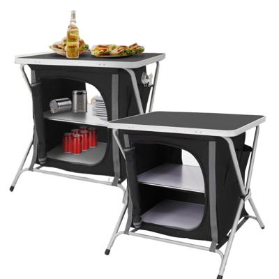 Redcliffs Campingkast - 2x - 2 lagen - zwart - polyester / aluminium - 40 x 40 x 55 cm - opvouwbare