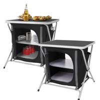 Redcliffs Campingkast - 2x - 2 lagen - zwart - polyester / aluminium - 40 x 40 x 55 cm - opvouwbare