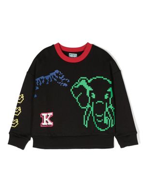 Kenzo Kids sweat en coton à imprimé graphique - Bleu