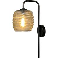 Masterlight Zwarte wandlampQuinto met geribd glas - 3262-05-05-1
