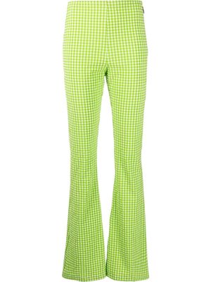 MSGM pantalon évasé à carreaux - Vert