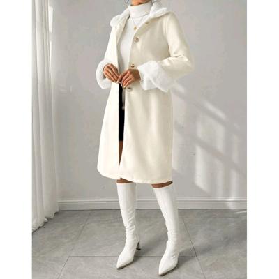 Bon&Bon Women's Winter Jacket - Apricot Cotton Button-Front Long Coat M(38)