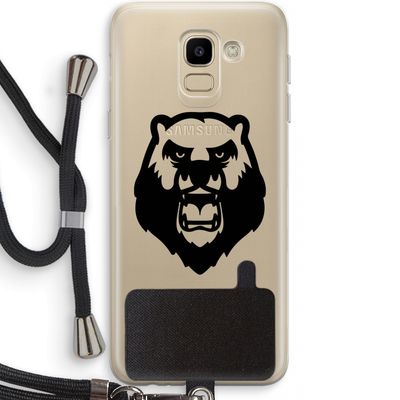 Angry Bear (black): Samsung Galaxy J6 (2018) Transparant Hoesje met koord