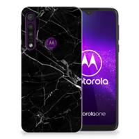 Motorola One Macro | TPU | Siliconen hoesje | Marmer Zwart - Origineel Cadeau Vader