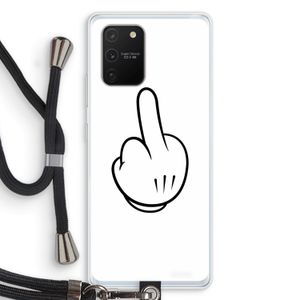 Middle finger white: Samsung Galaxy S10 Lite Transparant Hoesje met koord