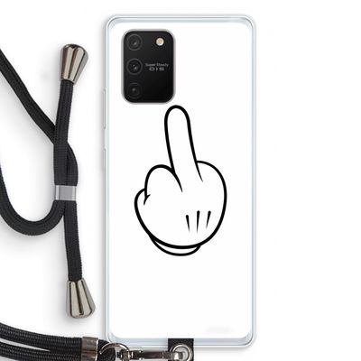 Middle finger white: Samsung Galaxy S10 Lite Transparant Hoesje met koord