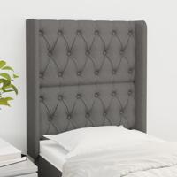 Hoofdbord met randen 83x16x118/128 cm stof donkergrijs