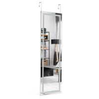 Wandspiegel 2-in-1 Full-body Spiegel met 3 Kleuren Ledverlichting Deurspiegel Hangspiegel voor Slaapkamer 120cm x 37cm Wit