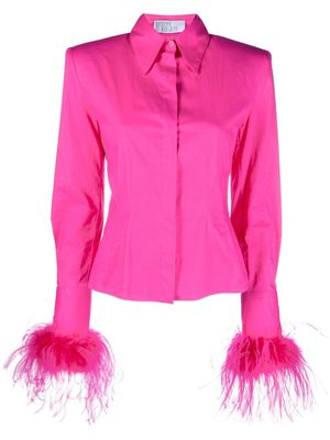 Giuseppe Di Morabito chemise en soie à détails de plumes - Rose