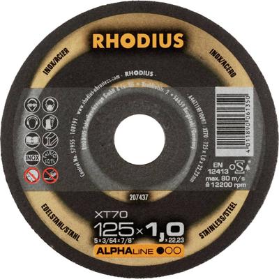 Rhodius XT70 207437 Doorslijpschijf recht 125 mm 1 stuk(s) RVS, Staal