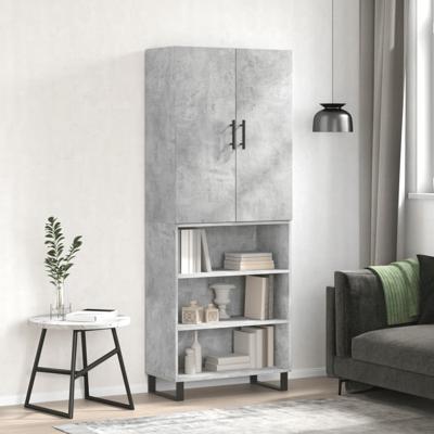 Hoge kast 69,5x34x180 cm bewerkt hout betongrijs