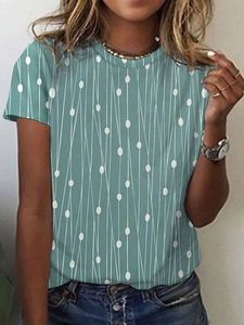 Geometric Crew Neck Casual Short Sleeve T-Shirt