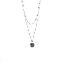 Karma Dubbele Ketting Dots Disc Zilver - thumbnail