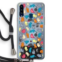 Kleurrijke katten: Samsung Galaxy A20s Transparant Hoesje met koord