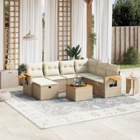 8-delige Loungeset met kussens poly rattan beige