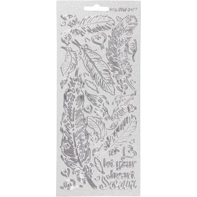 Creativ Company Stickers, veren, vel 10x23 cm, zilver, 1 vel