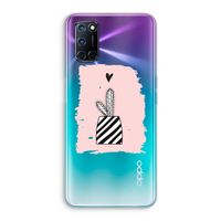 Zwart-wit cactus: Oppo A92 Transparant Hoesje