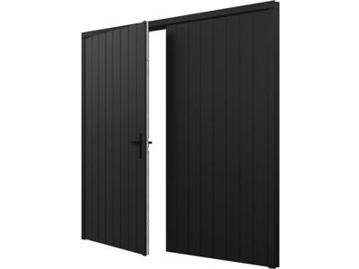 Trendhout Plaatdeur dubbel XL - 2 deuren - 120x211,5 cm + kozijn 254x219 cm - zwart (incl. hang en sluitwerk)- - Hout- Trendhout