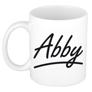 Naam cadeau mok / beker Abby met sierlijke letters 300 ml   -