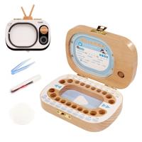 Creatieve houten kinderen TV set Bladverliege tand behoud vak baby tanden Tandhuis opbergdoos