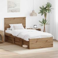 Bedframe Ambachtelijk eiken 90 x 200 cm Bewerkt hout