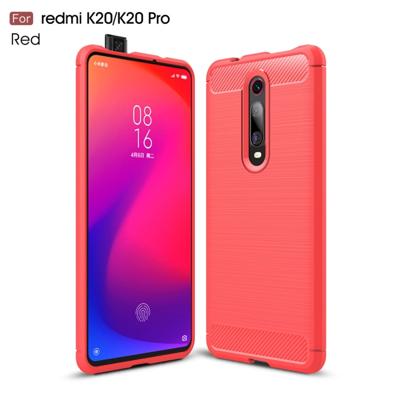 Geborsteld textuur Carbon Fiber TPU Case voor Xiamo Redmi K20/K20 Pro (rood)