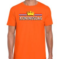 Koningsdag t-shirt met gouden kroon oranje voor heren - Koningsdag shirts 2XL  - - thumbnail