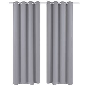 VidaXL Gordijnen met metalen ringen 135 x 245 cm 2 stuks (grijs)
