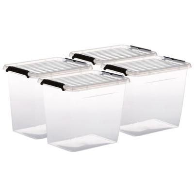 5Five opberg kist met deksel - 4x - Clip Box - 3 liter - 19 x 15 x 17 cm - kunststof - transparant