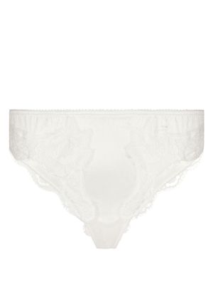 Dolce & Gabbana string satiné bordé de dentelle - Blanc