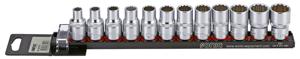 Doppenset 1/2", 12-kant 12-dlg. op rail 301203