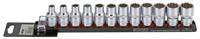 Doppenset 1/2", 12-kant 12-dlg. op rail 301203