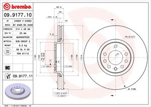 Remschijf BREMBO, Remschijftype: Binnen geventileerd, u.a. für Cadillac, Saab, Opel, Vauxhall