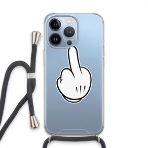 Middle finger white: iPhone 13 Pro Transparant Hoesje met koord