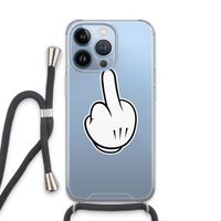 Middle finger white: iPhone 13 Pro Transparant Hoesje met koord
