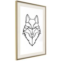Ingelijste Poster - Wolf Look, Goudkleurige lijst met passe-partout